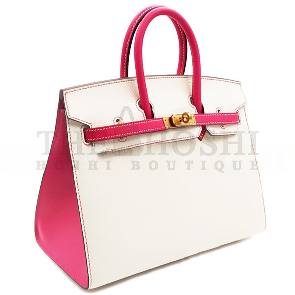 H**me5 BIRKIN 25 EPSOM MILKSHAKE WHITE AND PINK GOLD BUCKLE BAG H028368CK6S (25*20*13cm) Master Quality